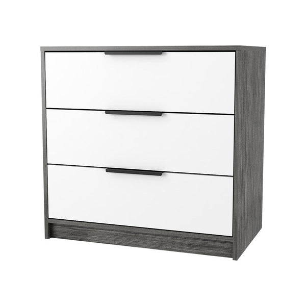 Homeroots 28" White And Gray Three Drawer Dresser  Manufactured Wood 534959