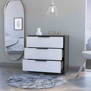 Homeroots 28" White And Gray Three Drawer Dresser  Manufactured Wood 534959