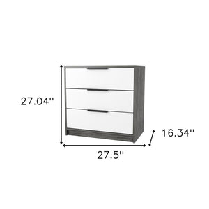 Homeroots 28" White And Gray Three Drawer Dresser  Manufactured Wood 534959