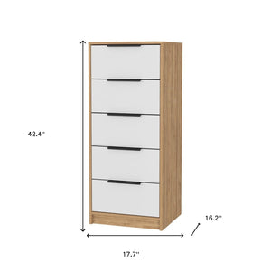 Homeroots 18" White And Natural Five Drawer Standard Chest  Manufactured Wood 534960