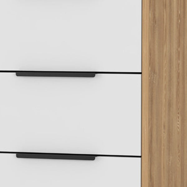 Homeroots 18" White And Natural Five Drawer Standard Chest  Manufactured Wood 534960