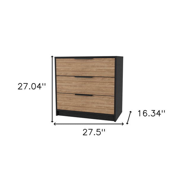 Homeroots 28" Oak Three Drawer Dresser  Manufactured Wood 534963