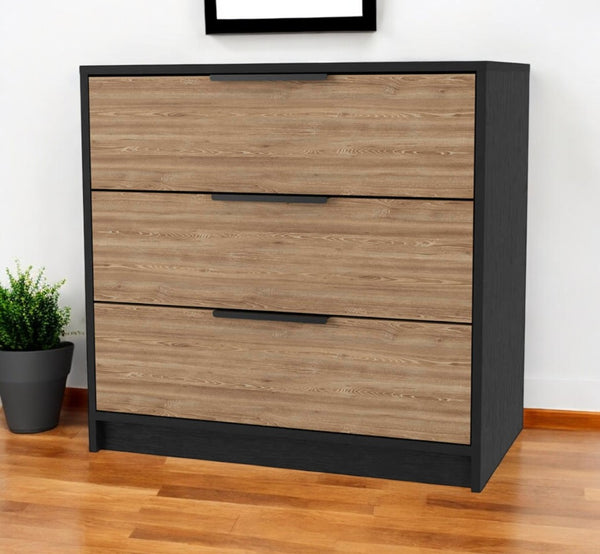 HomeRoots 28" Oak Three Drawer Dresser - Stylish Storage Solution for Modern Bedrooms & Compact Spaces 534963
