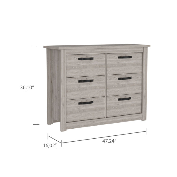 Homeroots 47" Oak Six Drawer Dresser  Manufactured Wood 534966