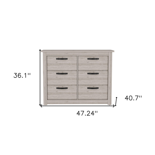 Homeroots 47" Oak Six Drawer Dresser  Manufactured Wood 534966