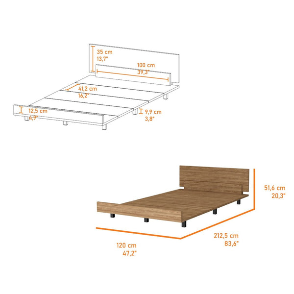 HomeRoots Beige Wood Twin Bed Frame - Modern Minimalist Design, Durable Construction, Perfect for Small Spaces 534971