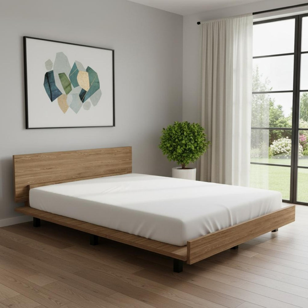 HomeRoots Beige Wood Twin Bed Frame - Modern Minimalist Design, Durable Construction, Perfect for Small Spaces 534971