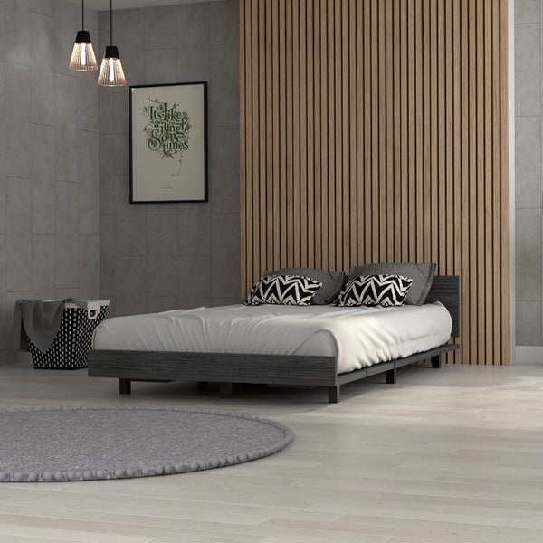 HomeRoots Gray Wood Twin Bed Frame - Modern Platform Design for Durable Comfort & Stylish Bedroom Upgrade 534972