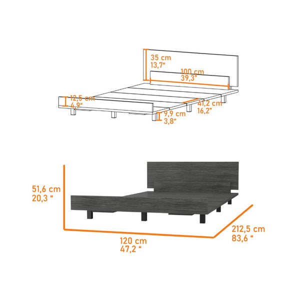HomeRoots Gray Wood Twin Bed Frame - Modern Platform Design for Durable Comfort & Stylish Bedroom Upgrade 534972
