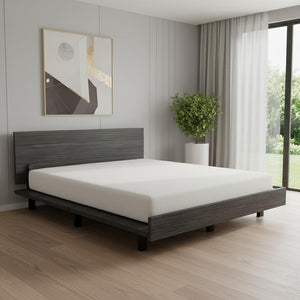 HomeRoots Gray Wood Twin Bed Frame - Modern Platform Design for Durable Comfort & Stylish Bedroom Upgrade 534972