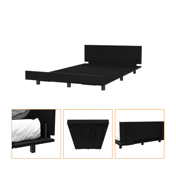 HomeRoots Black Wood Twin Bed Frame - Modern Platform Design, Durable Construction, Perfect for Any Room Style 534973