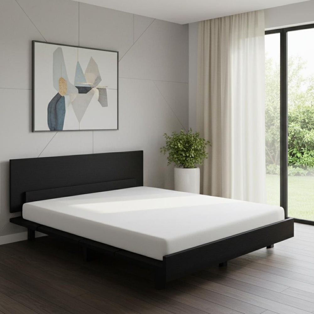 HomeRoots Black Wood Twin Bed Frame - Modern Platform Design, Durable Construction, Perfect for Any Room Style 534973