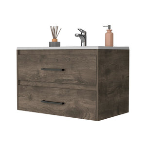 HomeRoots 32 Inch Mounted Bathroom Storage Cabinet in Two-tone Wood for Modern Vanity Areas 534978