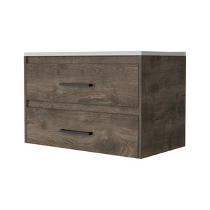 32 Inch Mounted Bathroom Storage Cabinet in Two-tone Wood for Modern Vanity Areas