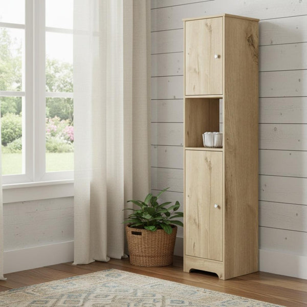 HomeRoots 68" Light Brown Wood Accent Cabinet - Stylish Two-Door Storage for Living & Dining Spaces 534979
