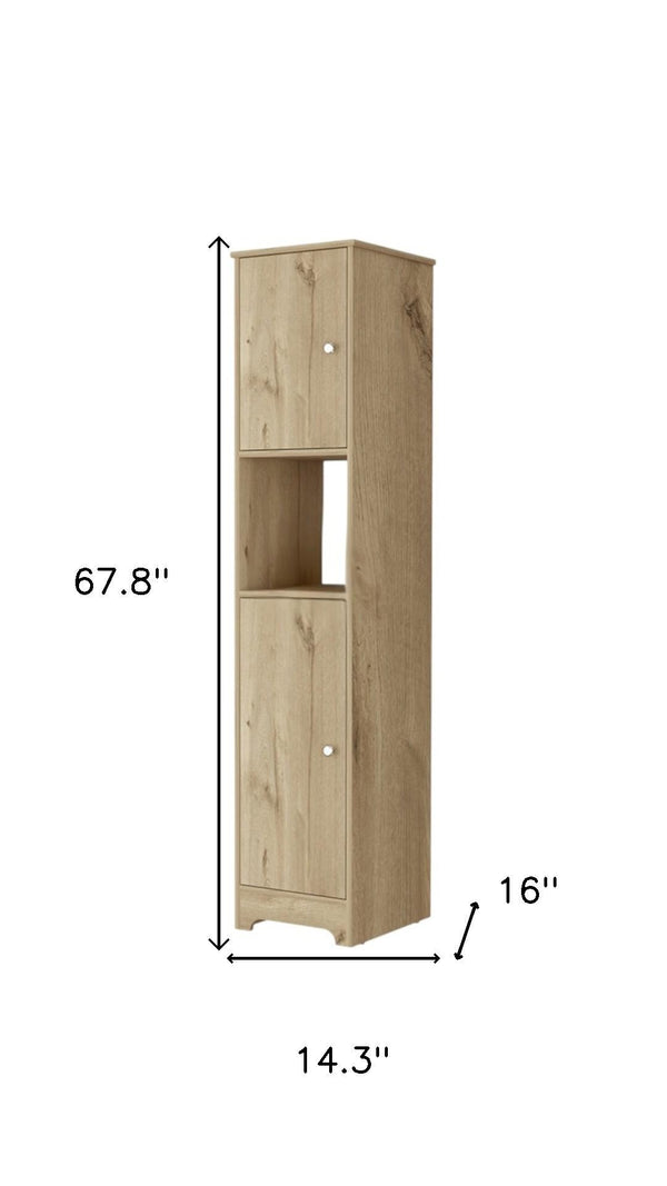 HomeRoots 68" Light Brown Wood Accent Cabinet - Stylish Two-Door Storage for Living & Dining Spaces 534979