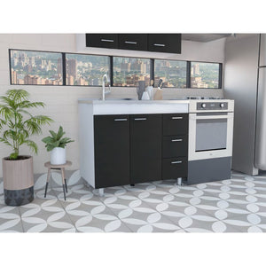 HomeRoots 39" Sleek Black Wood Accent Cabinet with Gloss Finish, 3 Drawers for Stylish Storage Solutions 534981