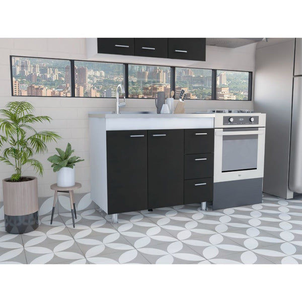 HomeRoots 39" Sleek Black Wood Accent Cabinet with Gloss Finish, 3 Drawers for Stylish Storage Solutions 534981