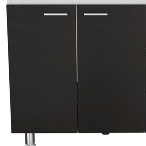 HomeRoots 39" Sleek Black Wood Accent Cabinet with Gloss Finish, 3 Drawers for Stylish Storage Solutions 534981