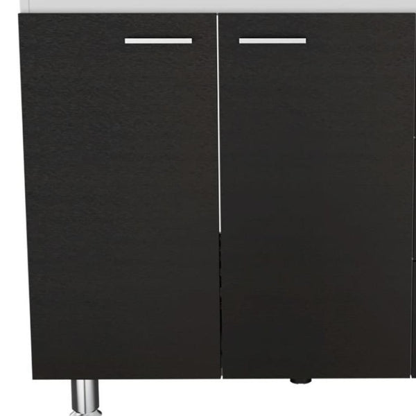 HomeRoots 39" Sleek Black Wood Accent Cabinet with Gloss Finish, 3 Drawers for Stylish Storage Solutions 534981