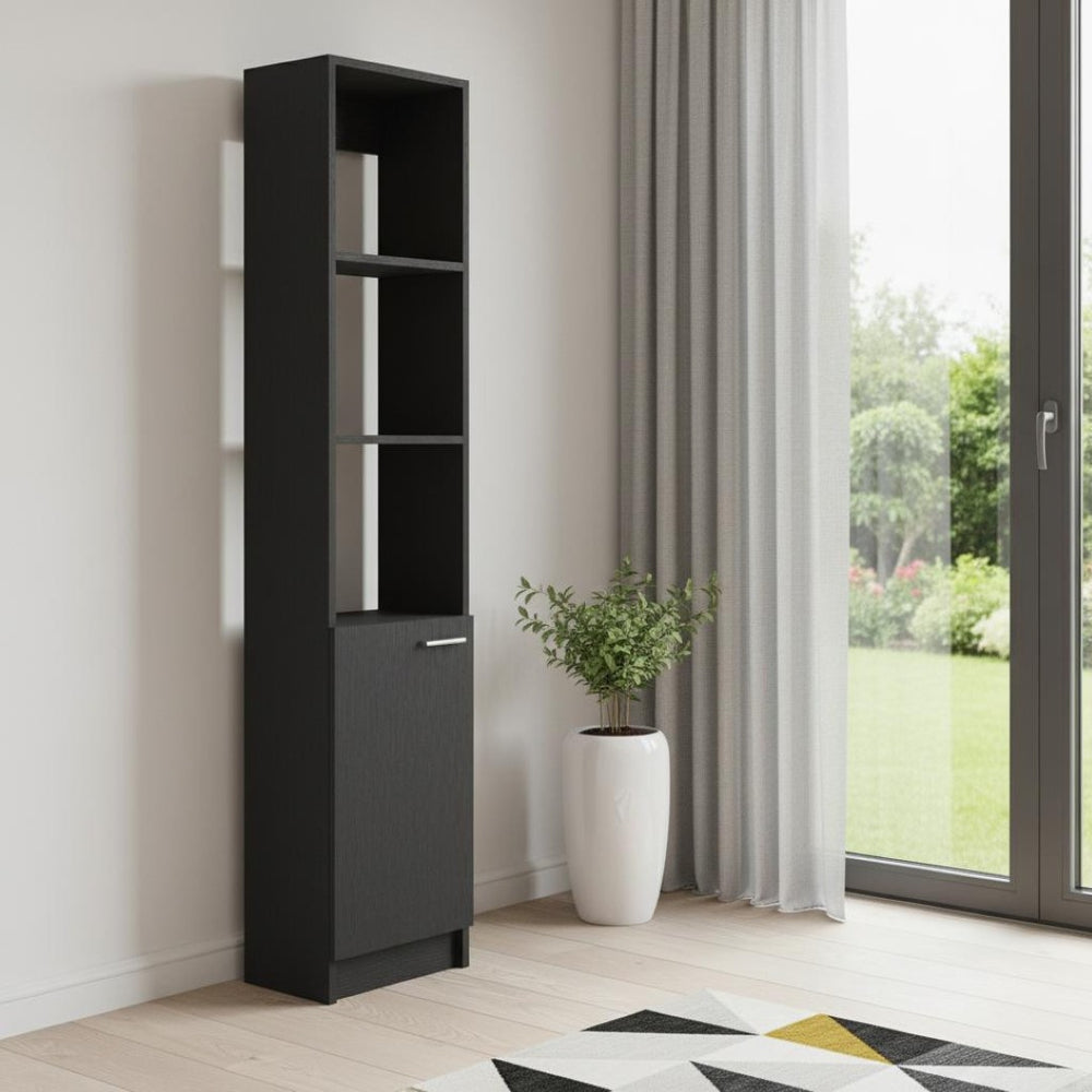 HomeRoots 64" Black Wood Accent Cabinet - Sleek Modern Storage Solution for Hallways, Living Rooms & More 534989