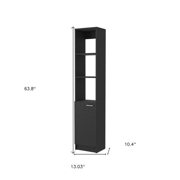 HomeRoots 64" Black Wood Accent Cabinet - Sleek Modern Storage Solution for Hallways, Living Rooms & More 534989