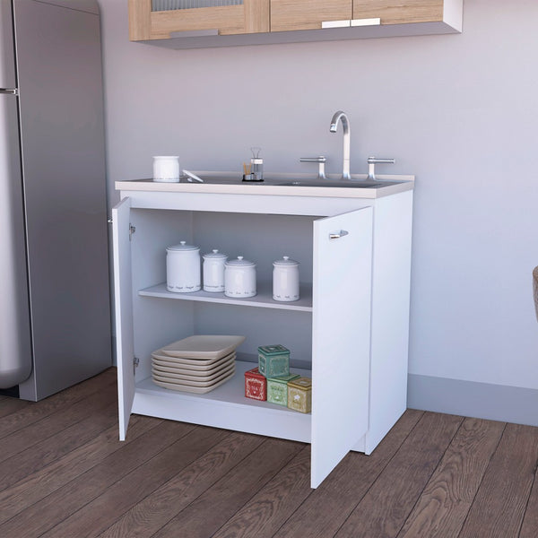 HomeRoots 39" White Stainless Steel Accent Cabinet - Stylish Storage Solution for Modern Interiors & Decor 534992