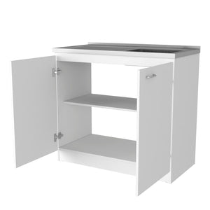 HomeRoots 39" White Stainless Steel Accent Cabinet - Stylish Storage Solution for Modern Interiors & Decor 534992