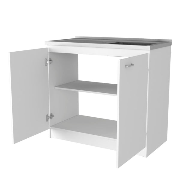HomeRoots 39" White Stainless Steel Accent Cabinet - Stylish Storage Solution for Modern Interiors & Decor 534992