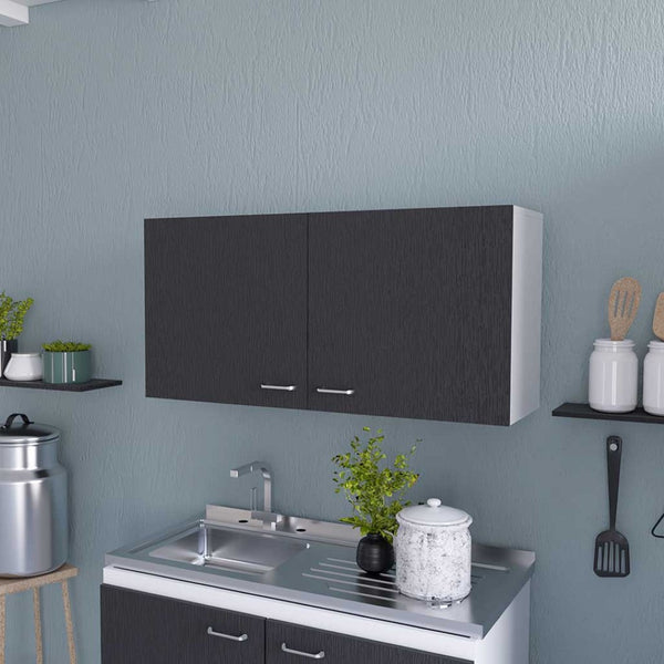 HomeRoots 39" Black Wood Wall-Mounted Storage Cabinet - Modern Accent Solution for Space-Saving Style & Versatility 534996