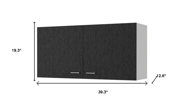 HomeRoots 39" Black Wood Wall-Mounted Storage Cabinet - Modern Accent Solution for Space-Saving Style & Versatility 534996