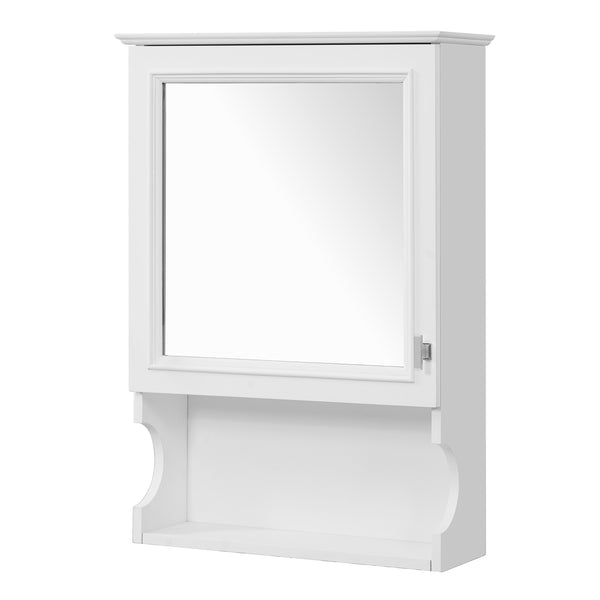 English Elm 20'' Half-Moon Wall Medicine Cabinet with Mirror, Solid Wood Frame, Soft-Close Hinges, Space-Saving Elegance White N710P313827K