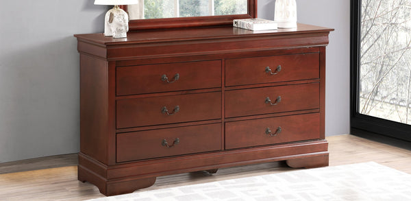 English Elm Louis Elegant 4-Drawer Chest with Carved Bases & English Dovetail Drawers, Tarnish-Resistant Hardware Cherry 37 L x 62 W x 20 H B078108155
