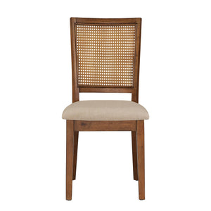 Sammie Dining Chair Set of Two with Rattan Back and Linen Seat for Dining Rooms