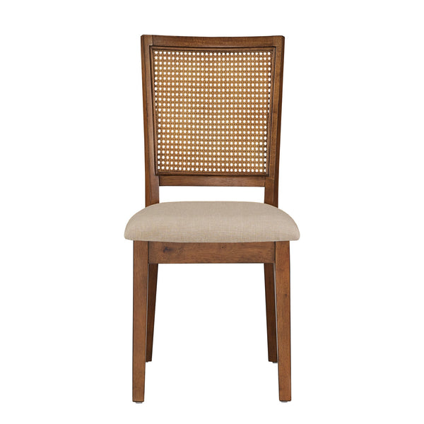 Sammie Dining Chair Set of Two with Rattan Back and Linen Seat for Dining Rooms