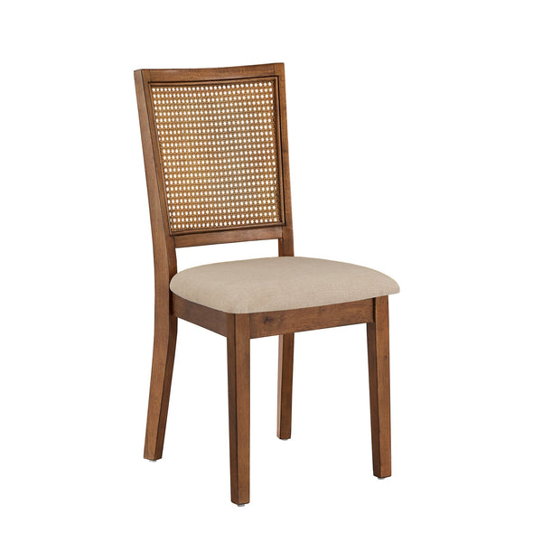 Sammie Dining Chair Set of Two with Rattan Back and Linen Seat for Dining Rooms