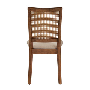 Sammie Dining Chair Set of Two with Rattan Back and Linen Seat for Dining Rooms