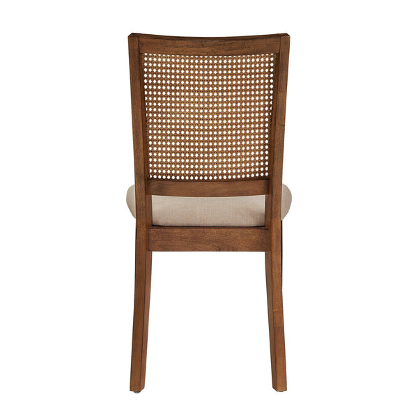 Sammie Dining Chair Set of Two with Rattan Back and Linen Seat for Dining Rooms