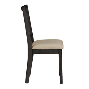 Sammie Dining Chair Set of Two with Rattan Back and Linen Seat for Dining Rooms