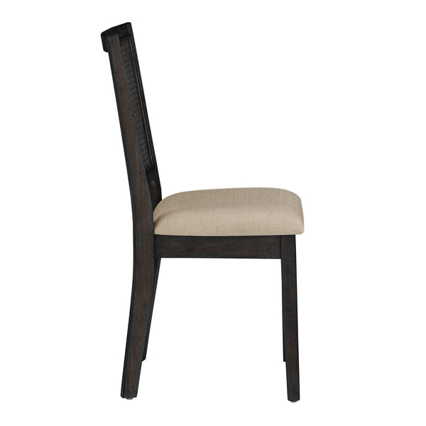 Sammie Dining Chair Set of Two with Rattan Back and Linen Seat for Dining Rooms