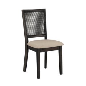Sammie Dining Chair Set of Two with Rattan Back and Linen Seat for Dining Rooms