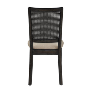 Sammie Dining Chair Set of Two with Rattan Back and Linen Seat for Dining Rooms