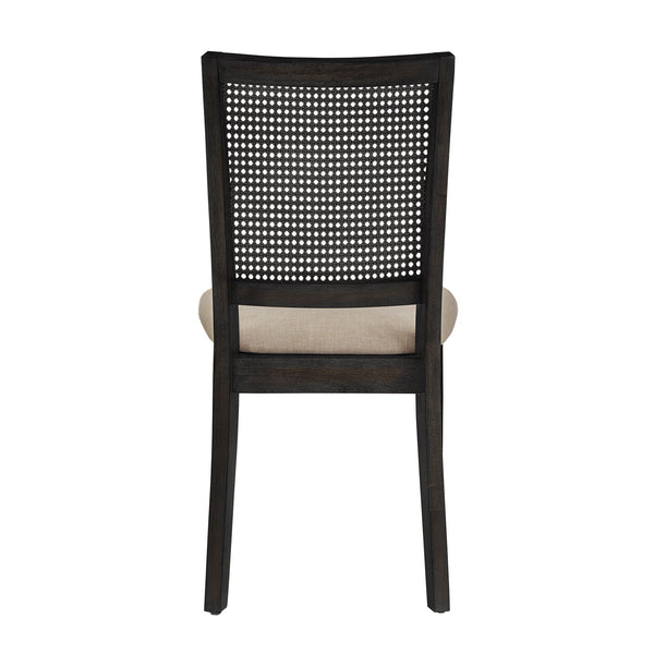 Sammie Dining Chair Set of Two with Rattan Back and Linen Seat for Dining Rooms