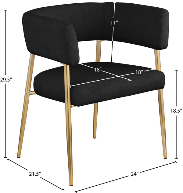 Creston Black Durable Linen Textured Fabric Dining Chair 534Black-C Meridian Furniture