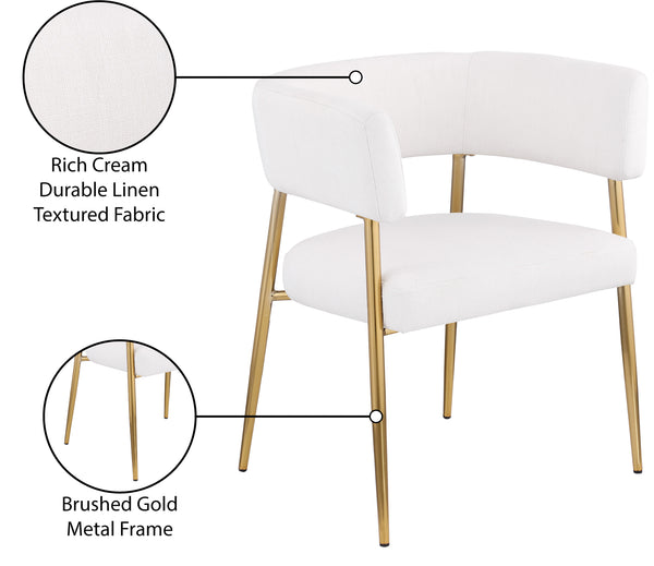 Creston Cream Durable Linen Textured Fabric Dining Chair 534Cream-C Meridian Furniture
