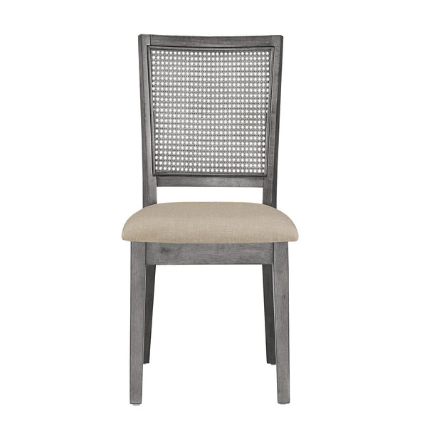 Sammie Dining Chair Set of Two with Rattan Back and Linen Seat for Dining Rooms