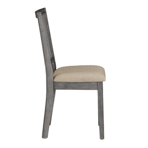 Sammie Dining Chair Set of Two with Rattan Back and Linen Seat for Dining Rooms