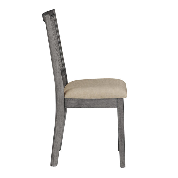 Sammie Dining Chair Set of Two with Rattan Back and Linen Seat for Dining Rooms
