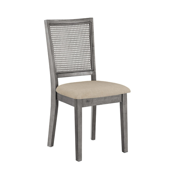 Sammie Dining Chair Set of Two with Rattan Back and Linen Seat for Dining Rooms