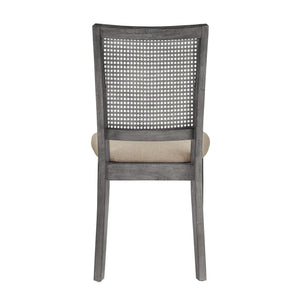 Sammie Dining Chair Set of Two with Rattan Back and Linen Seat for Dining Rooms